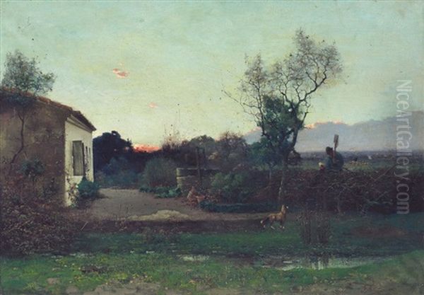 Paesaggio Di Campagna Al Tramonto Oil Painting by Giovanni Battista