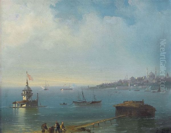 Ansicht Des Bosporus Mit Istanbul Oil Painting by Giovanni Battista