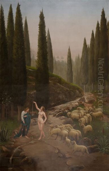 Allegory Oil Painting by Leopoldo Battistini