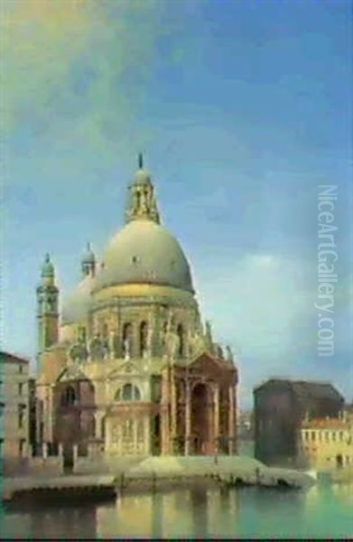 Ansicht Der Kirche S. Maria Della Salute In Venedig Oil Painting by Achile Battiztuzzi