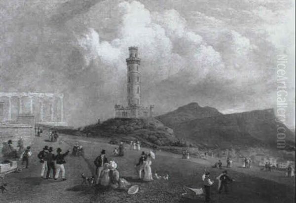 Calton Hill, Edinburgh Oil Painting by Lieutenant Colonel Robert Batty