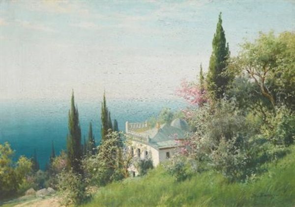 Crimean Landscape Oil Painting by Viktor Pavlovitch Baturin