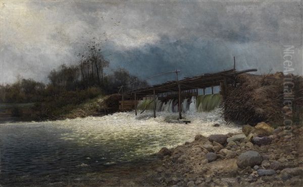 The Weir Oil Painting by Viktor Pavlovitch Baturin