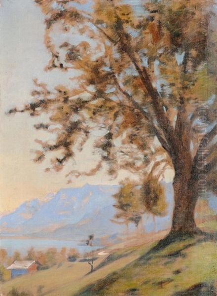 Le Poirier (lac De Thoune) Oil Painting by Auguste Baud-Bovy