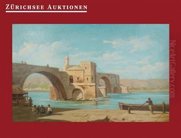 Brucke Von Avignon Oil Painting by Auguste Baud-Bovy