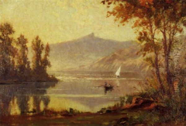 Seelandschaft Mit Netz Einholenden Fischern Oil Painting by Auguste Baud-Bovy