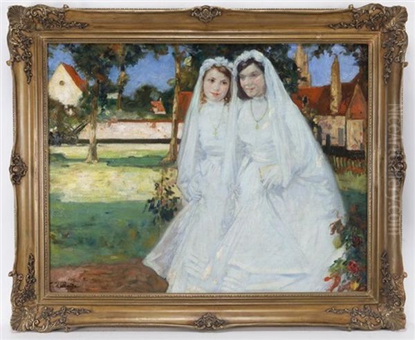 First Communion Oil Painting by Francois Charles Baude