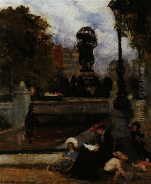 Fontaine Des Quatres Parties Du Monde Im Pariser Jardin Du Luxenbourg by Francois Charles Baude