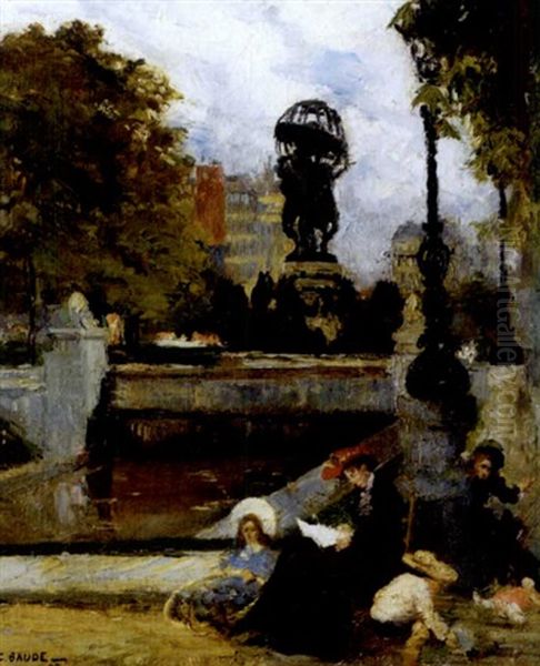 Ein Tag Im Stadtpark Houplines Oil Painting by Francois Charles Baude