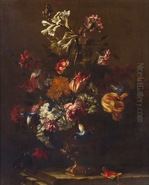 Floral Still Life Oil Painting by Nicolas Baudesson