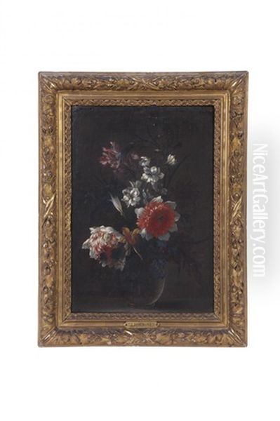 Bouquet De Fleurs Dans Un Vase En Verre Oil Painting by Nicolas Baudesson