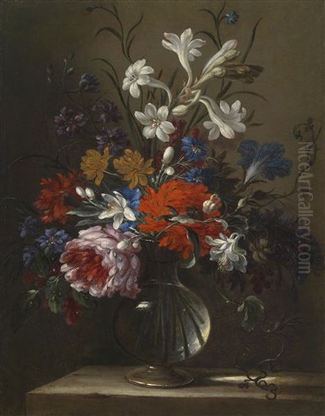 Ein Blumenstillleben Oil Painting by Nicolas Baudesson