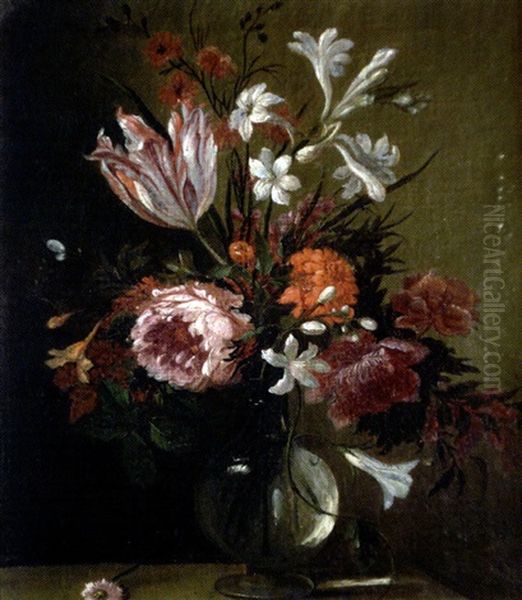 Vase De Fleurs Oil Painting by Nicolas Baudesson