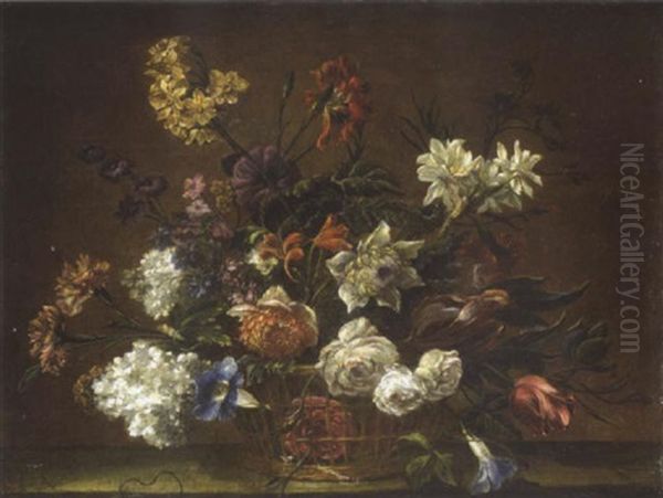 Bouquet De Fleurs Dans Un Panier by Nicolas Baudesson