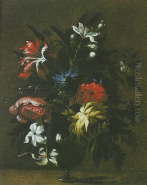 Vase De Fleurs Oil Painting by Nicolas Baudesson