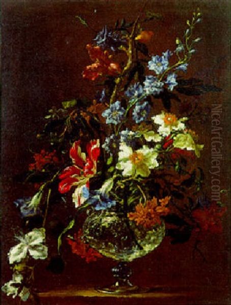 Vase De Fleurs Oil Painting by Nicolas Baudesson