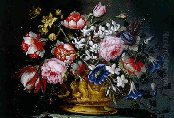 Coupe De Fleurs Oil Painting by Nicolas Baudesson