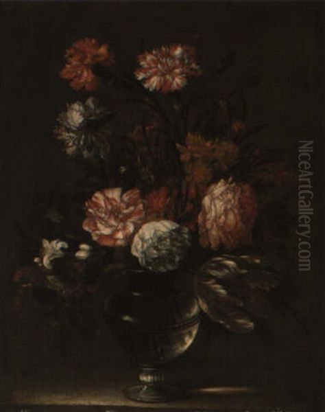 Still Life Of Flowers Oil Painting by Nicolas Baudesson