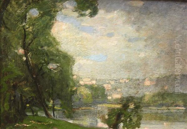 Lac Du Parc De La Tete D'or Oil Painting by Eugene Baudin