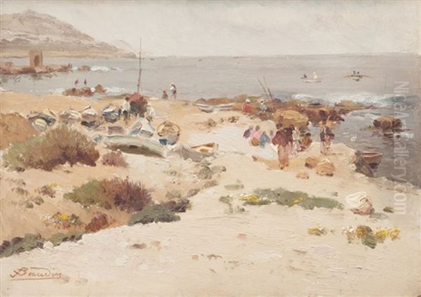 La Plage Aux Goudes Oil Painting by Eugene Baudin