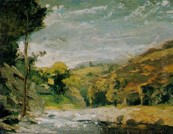 Bord De Riviere Oil Painting by Eugene Baudin