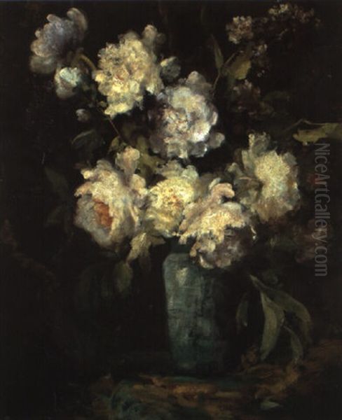 Bouquet De Pivoines Blanches Oil Painting by Eugene Baudin