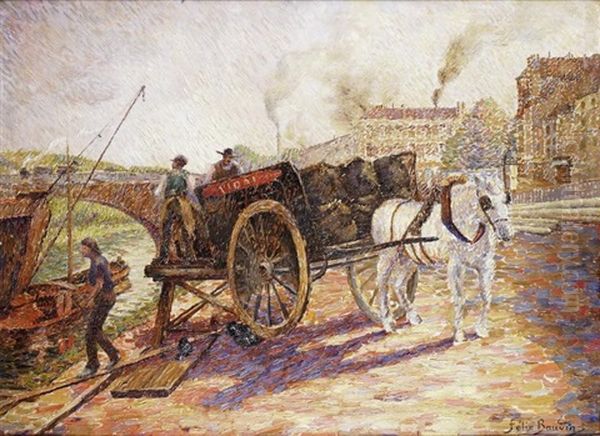 Le Debarquement Des Marchandises Oil Painting by Felix Baudin