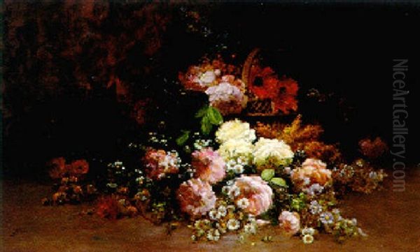 Still Life Of Flowers Oil Painting by Jean-Baptiste Baudin