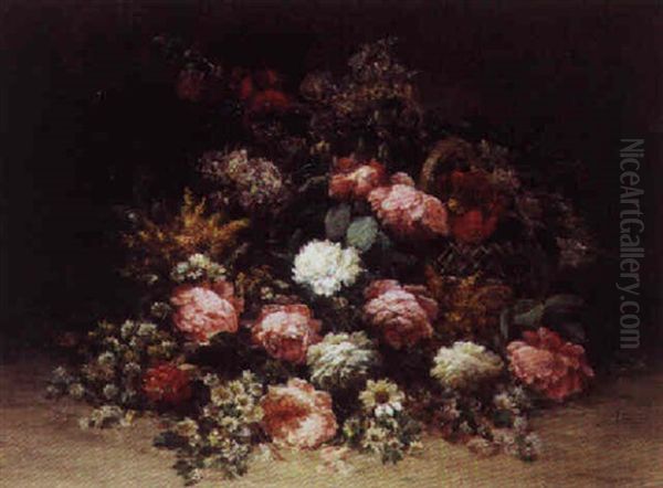 Panier De Fleurs Oil Painting by Jean-Baptiste Baudin