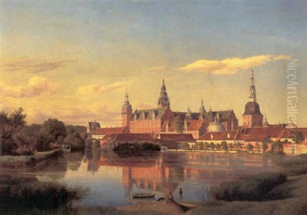 Udsigt Mod Frederiksborg Slot Set Fra Jaegerbakken Oil Painting by Ulrich Baudissin