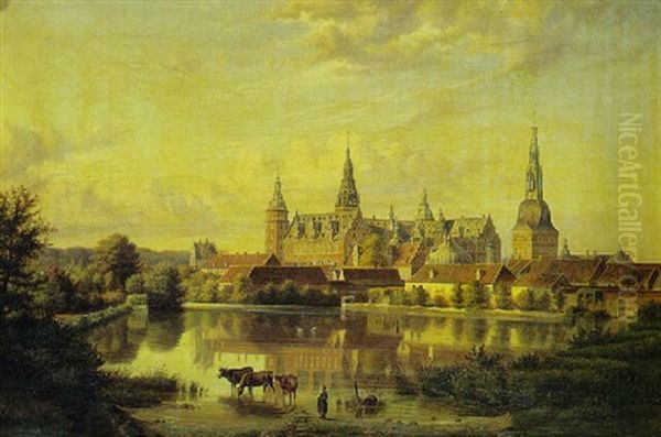 Udsigt Mod Frederiksborg Slot Oil Painting by Ulrich Baudissin