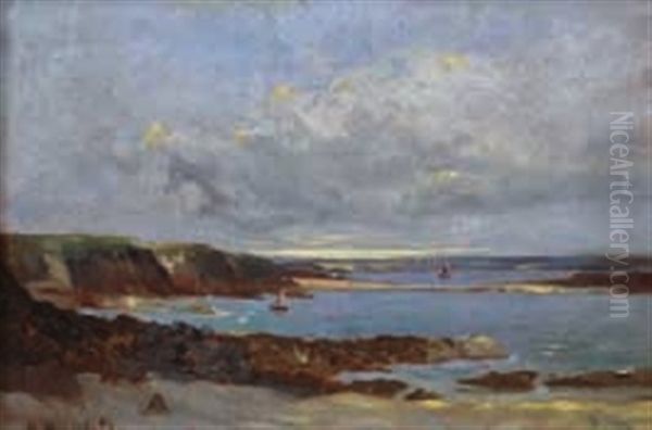 Bords De Mer En Bretagne Oil Painting by Amedee Baudit