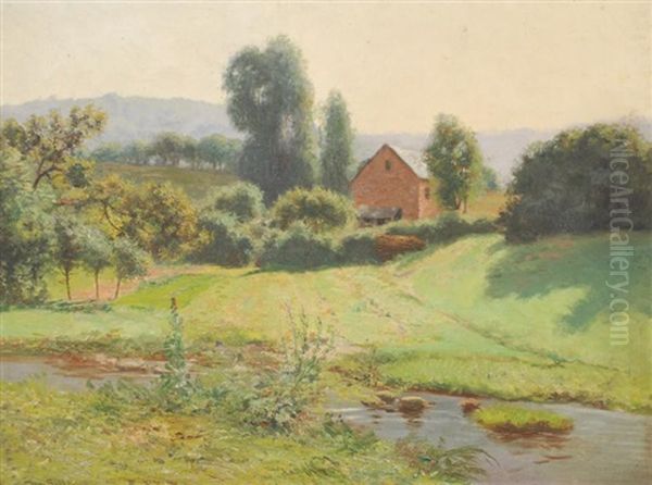 Paysage Vallonne Ensoleille Oil Painting by Charles Jean Paul Baudouin