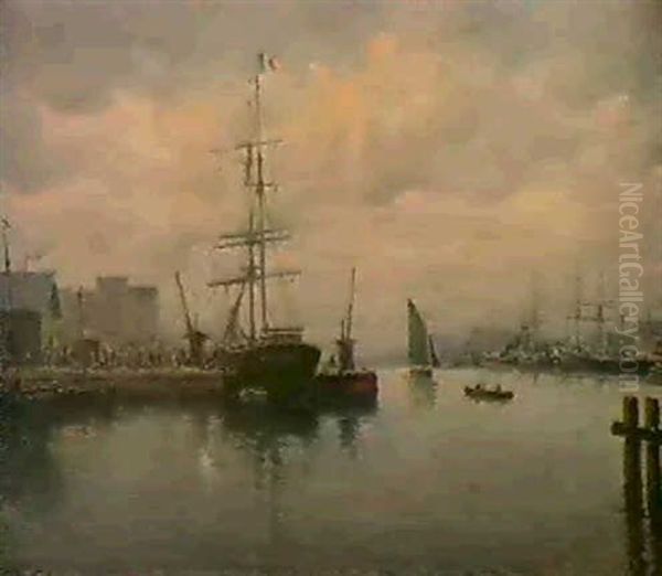 Hafen Von Bordeaux Oil Painting by Eugene Baudouin