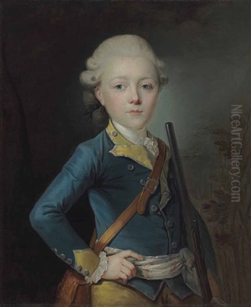 Portrait Of Simon Antoine De Lucy, Half-length Oil Painting by Pierre Antoine Baudouin