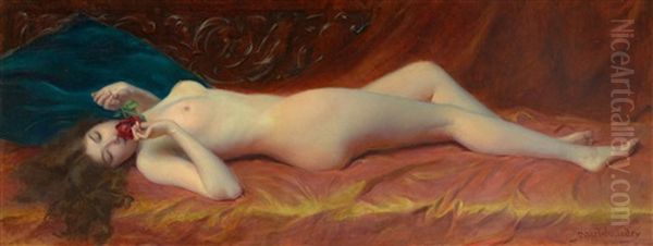 Reclining Nude With Rose Oil Painting by Paul Baudry