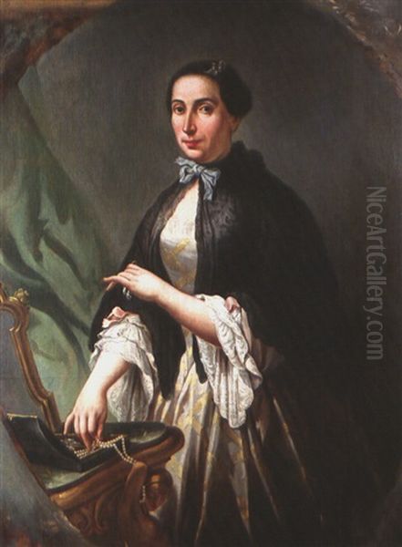 Portrait Einer Dame Mit Schleife Oil Painting by Felice Cerruti Bauduc