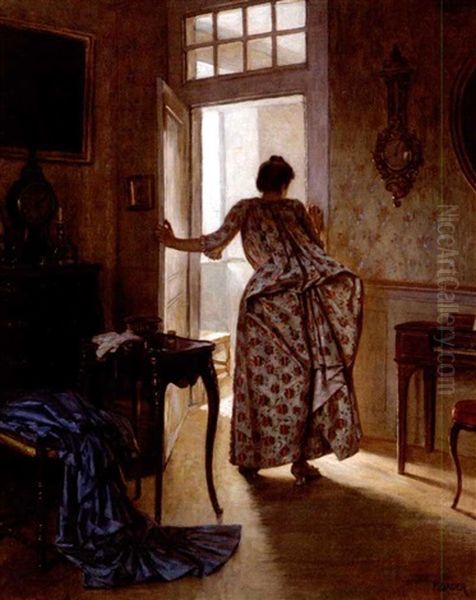 The Indiscretion Oil Painting by Auguste Felix Bauer