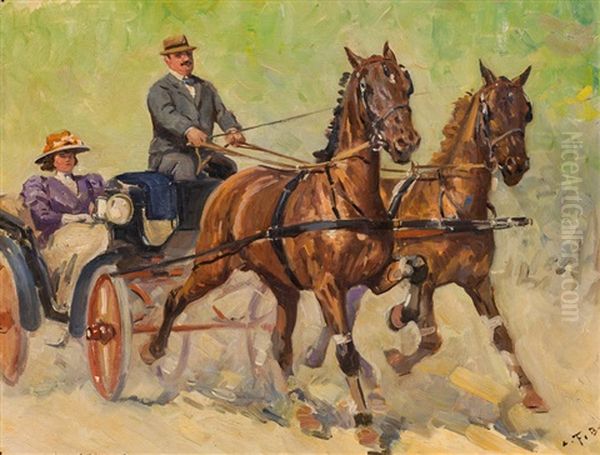 The Carriage Journey Oil Painting by Carl Franz Bauer