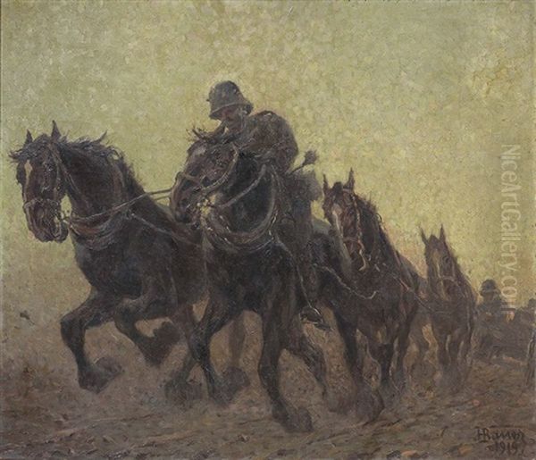 Soldati A Cavallo Oil Painting by Carl Franz Bauer