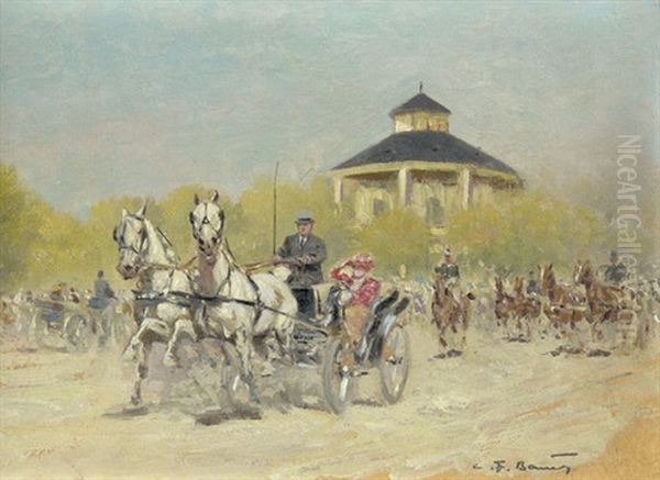 Zweispanner Vor Dem Lusthaus Im Prater Oil Painting by Carl Franz Bauer