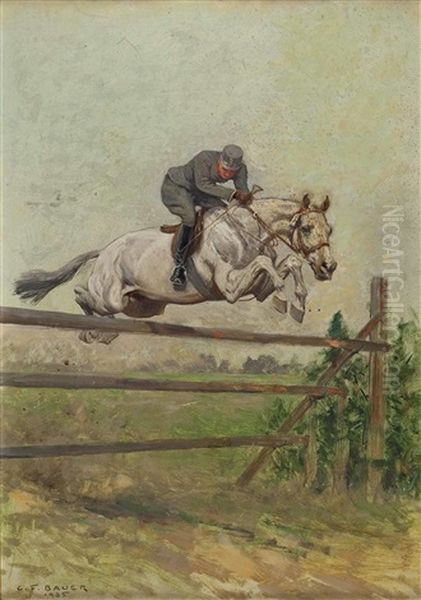 Springreiter Oil Painting by Carl Franz Bauer