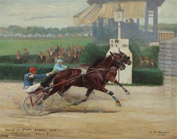 Finishing Line Oil Painting by Carl Franz Bauer