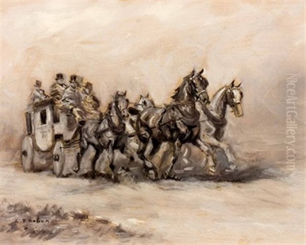 Kutschenfahrt Oil Painting by Carl Franz Bauer