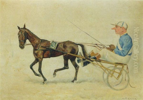 Trotting Oil Painting by Carl Franz Bauer