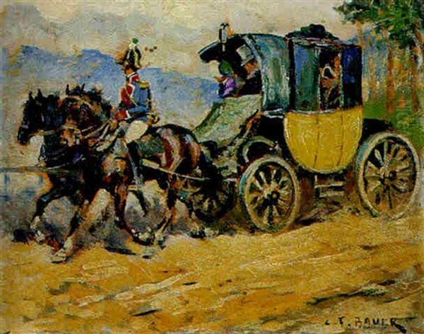 Ausfahrt In Der Kutsche Oil Painting by Carl Franz Bauer