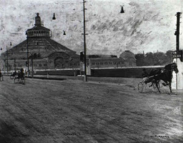 Trabrennbahn, Prater Oil Painting by Carl Franz Bauer