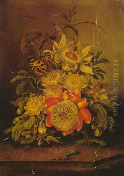 Passion Flowers Oil Painting by Ferdinand (Lukas) Bauer