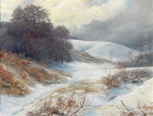 Winterlandschaft Oil Painting by Gustav Bauer