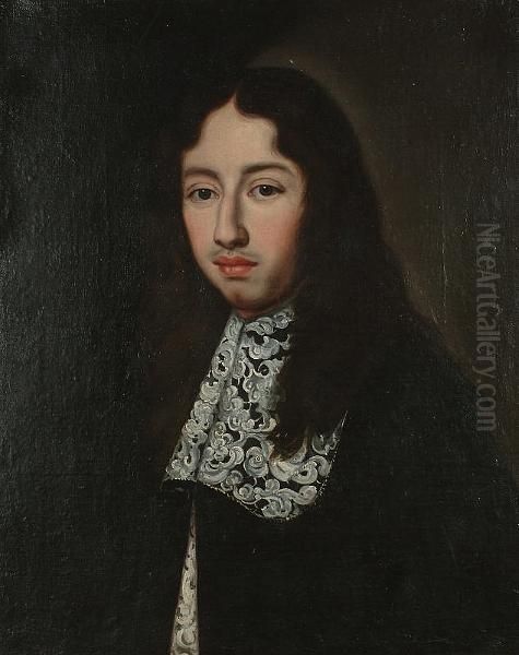 Portrait Of Livio Odescalchi, Bust-length, In Black Costume With A White Lace Collar Oil Painting by Pietro Paolo Agabiti